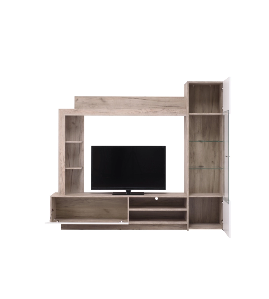 Mobile tv "torino" rovere e bianco, 204x35x174,5 cm